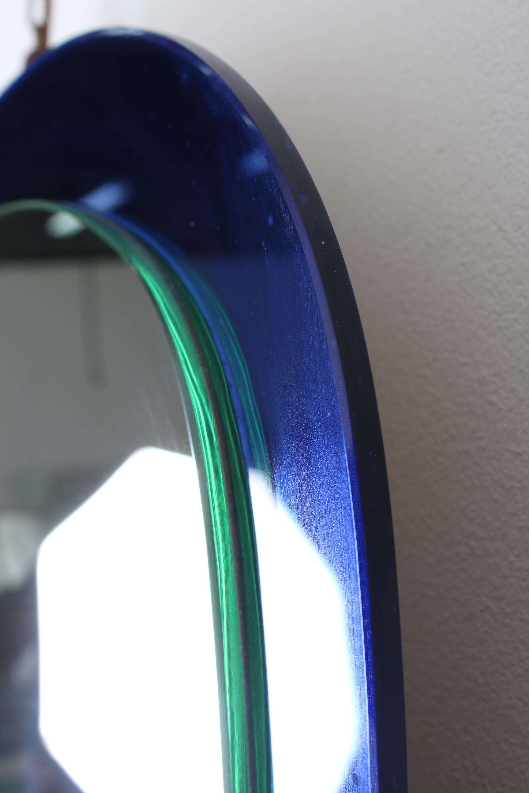 Moden Rectangular Blue Italian Mirror Fontana Arte , 1970s 3