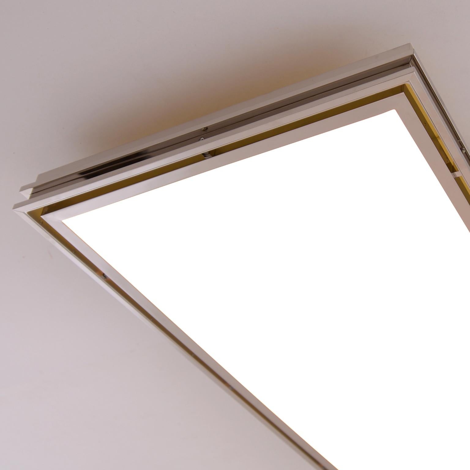 Etched Modern Rectangular, Chrome-Plated Ceiling Light, LED Panel by GMD Berlin, 2018 For Sale