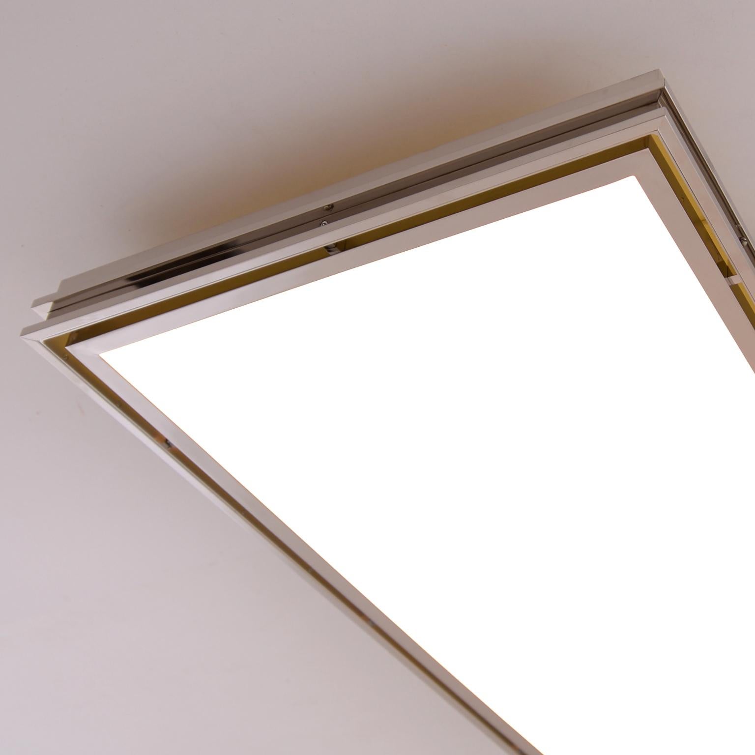 Plafón moderno rectangular cromado, panel LED by GMD Berlin, 2018 Grabado en venta