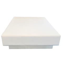 Upholstered Top Coffee Table with Floating White Lacquer Base