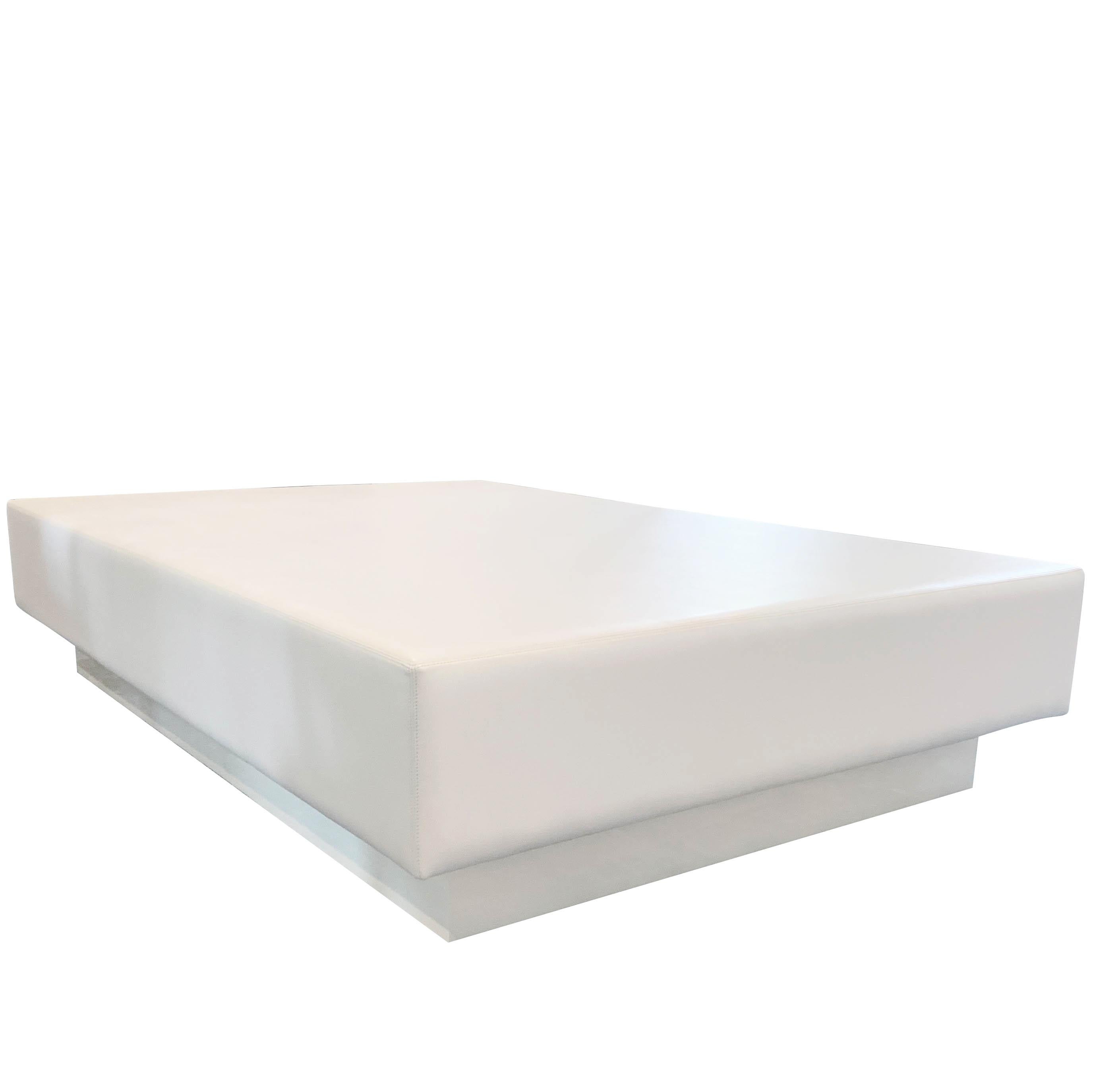 Lacquered Modern Rectangular Coffee Table with Vinyl Padded Top For Sale