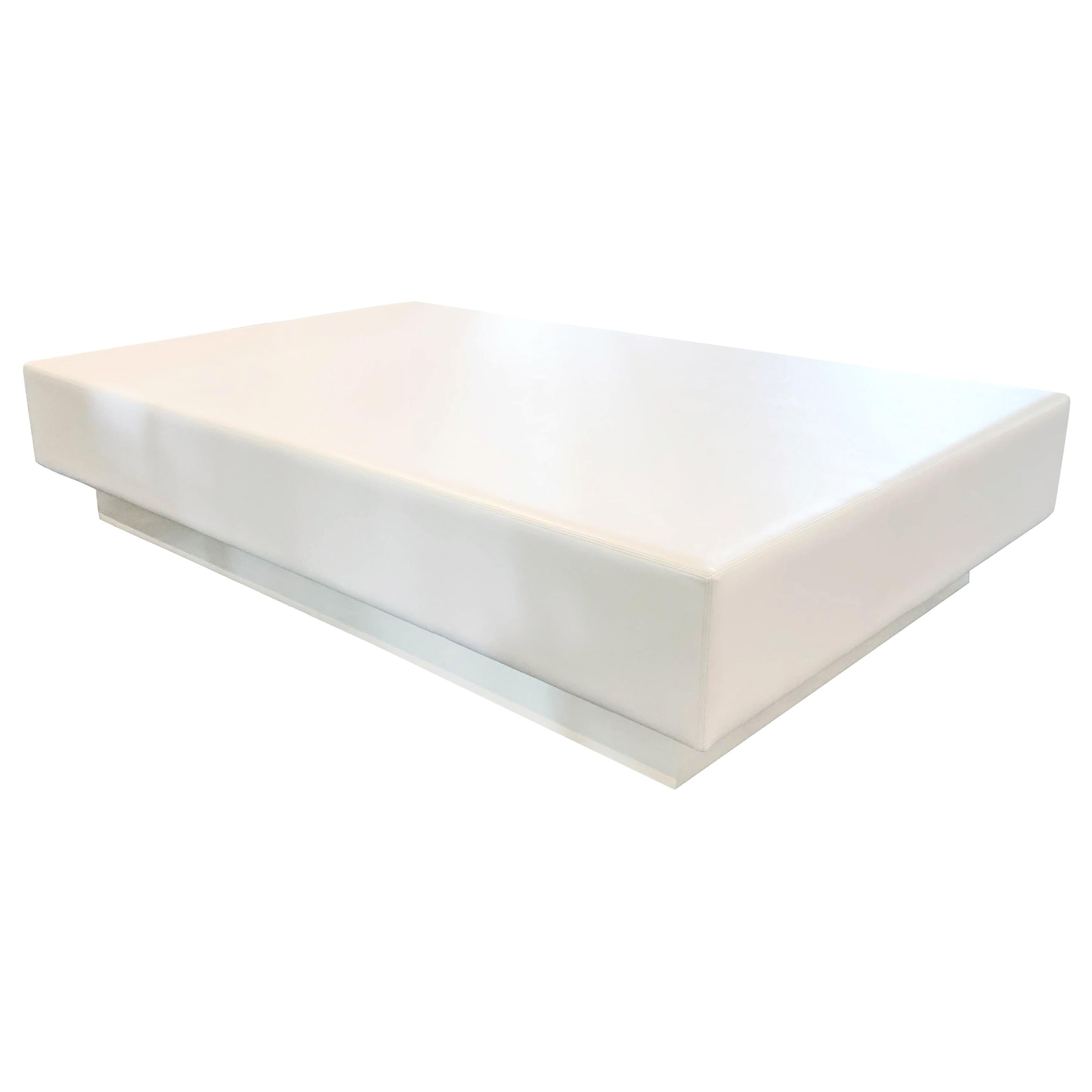 Modern Rectangular Coffee Table with Vinyl Padded Top For Sale