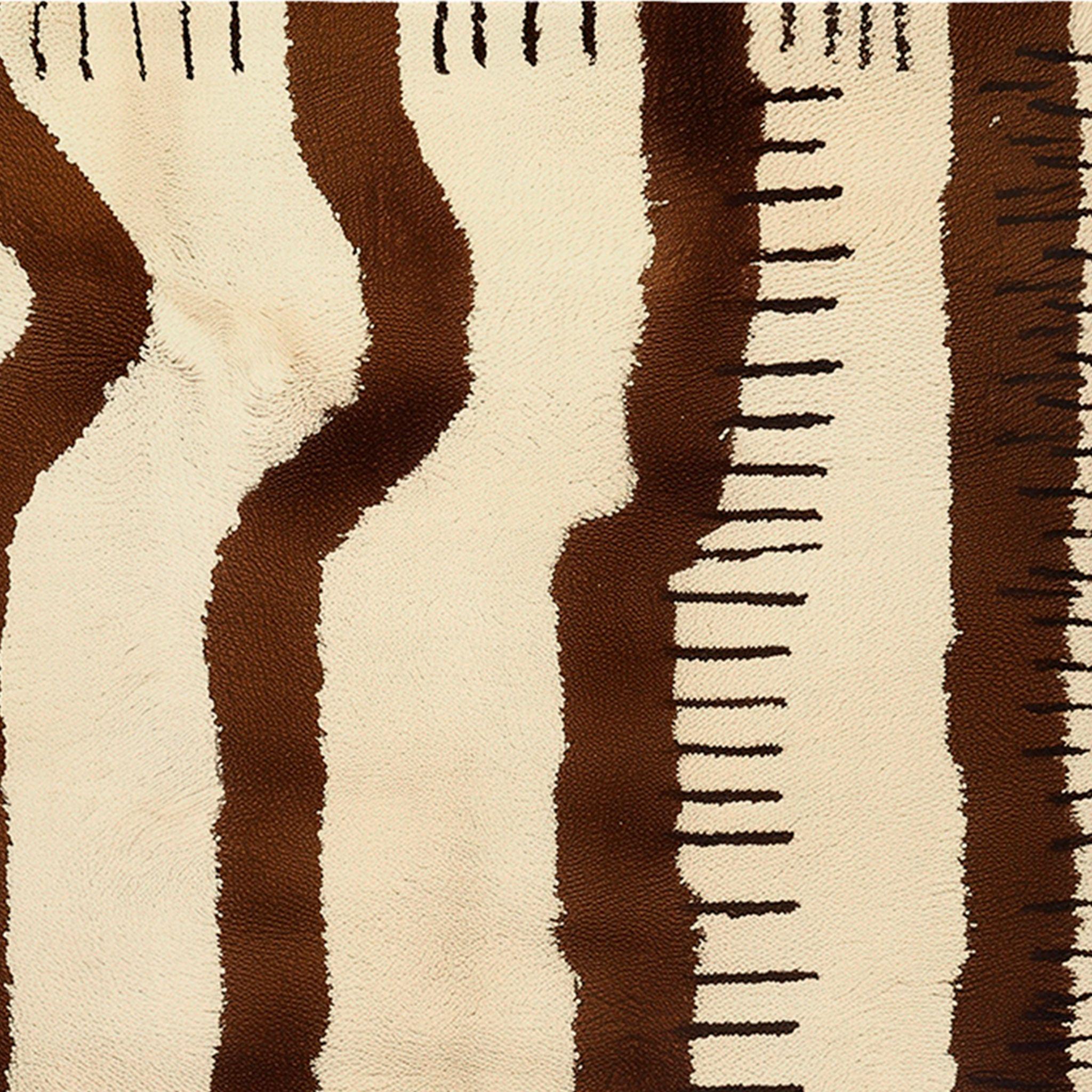 Organic Modern Modern Rectangular Ethnic Beige Rug Organic Irregular Stripes Pattern Red, Brown For Sale