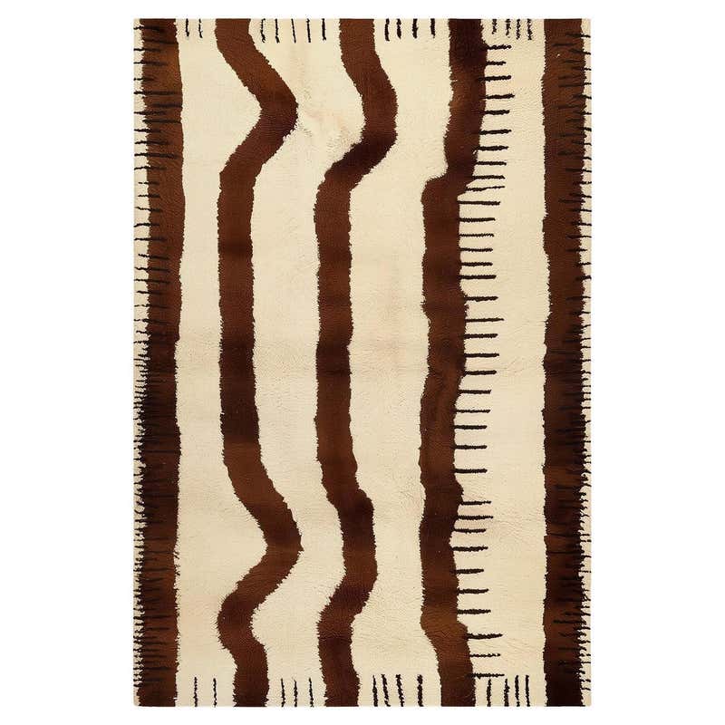 Contemporary Minimal Beige Rug Organic Pattern Brown and Red Circles ...