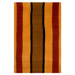 Alfombra Étnica Rectangular Moderna Patrón de Rayas Orgánico Rojo, Marrón, Naranja, Negro