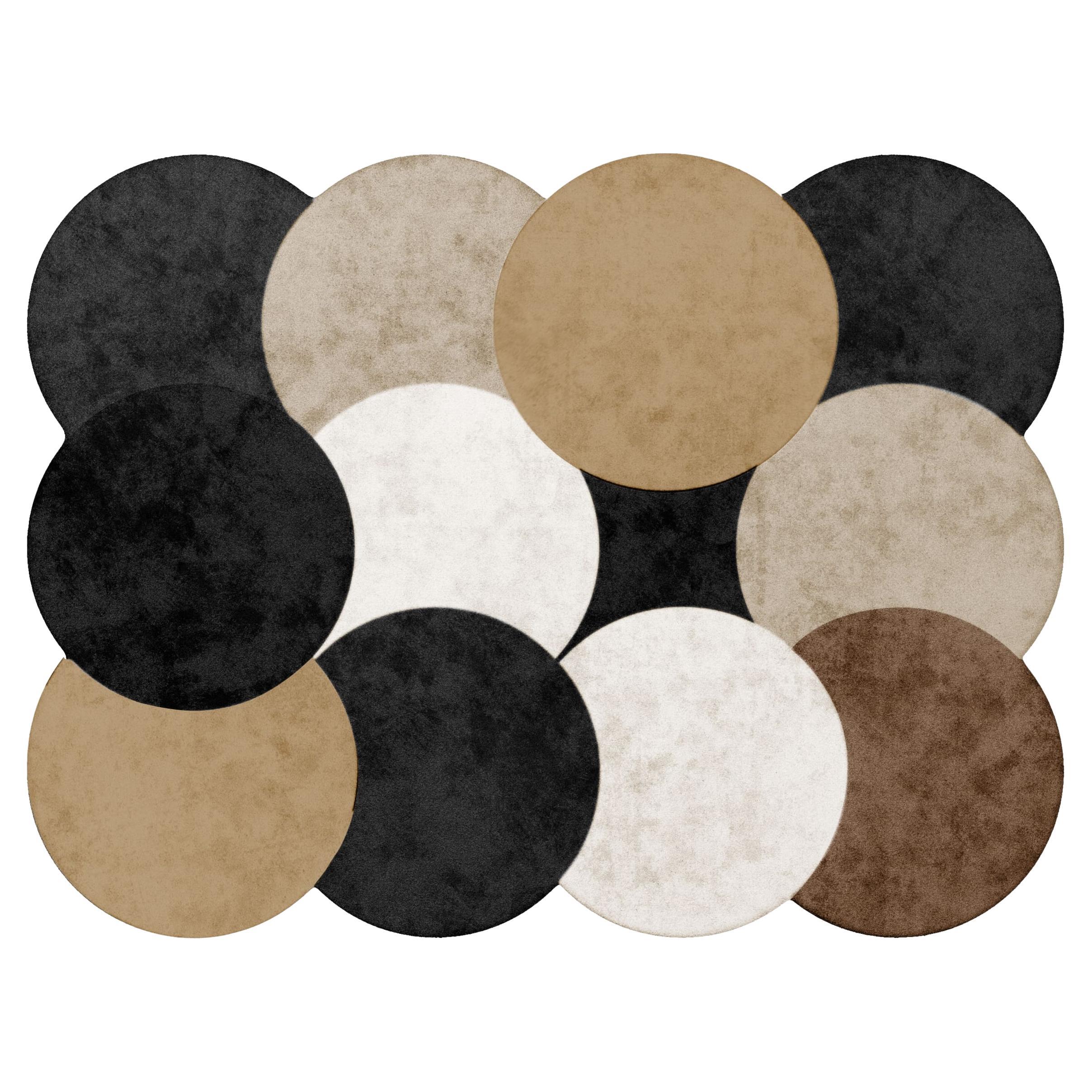 The Moderns Rectangular Shape Circle Pattern Rug Brown, Beige, Taupe Fait à la main