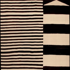 Modern Rectangular Striped Rug Minimal Pattern Black & White Stripes