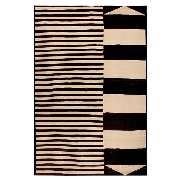 Striped Patterned Rug Modern Rectangular Striped Rug Minimal Pattern Black and White Stripes ...