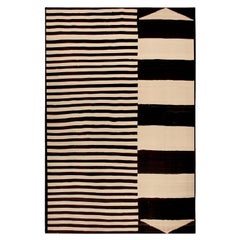 Alfombra Rectangular Moderna Rayas Patrón Mínimo Rayas Blancas y Negras