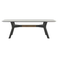 Modern Rectangular Toro Dining Table Made with Oak and Bronze, Handmade