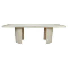 Modern Rectangular White Oak Dining Table W/ Half Cylinder Legs + Round Corners