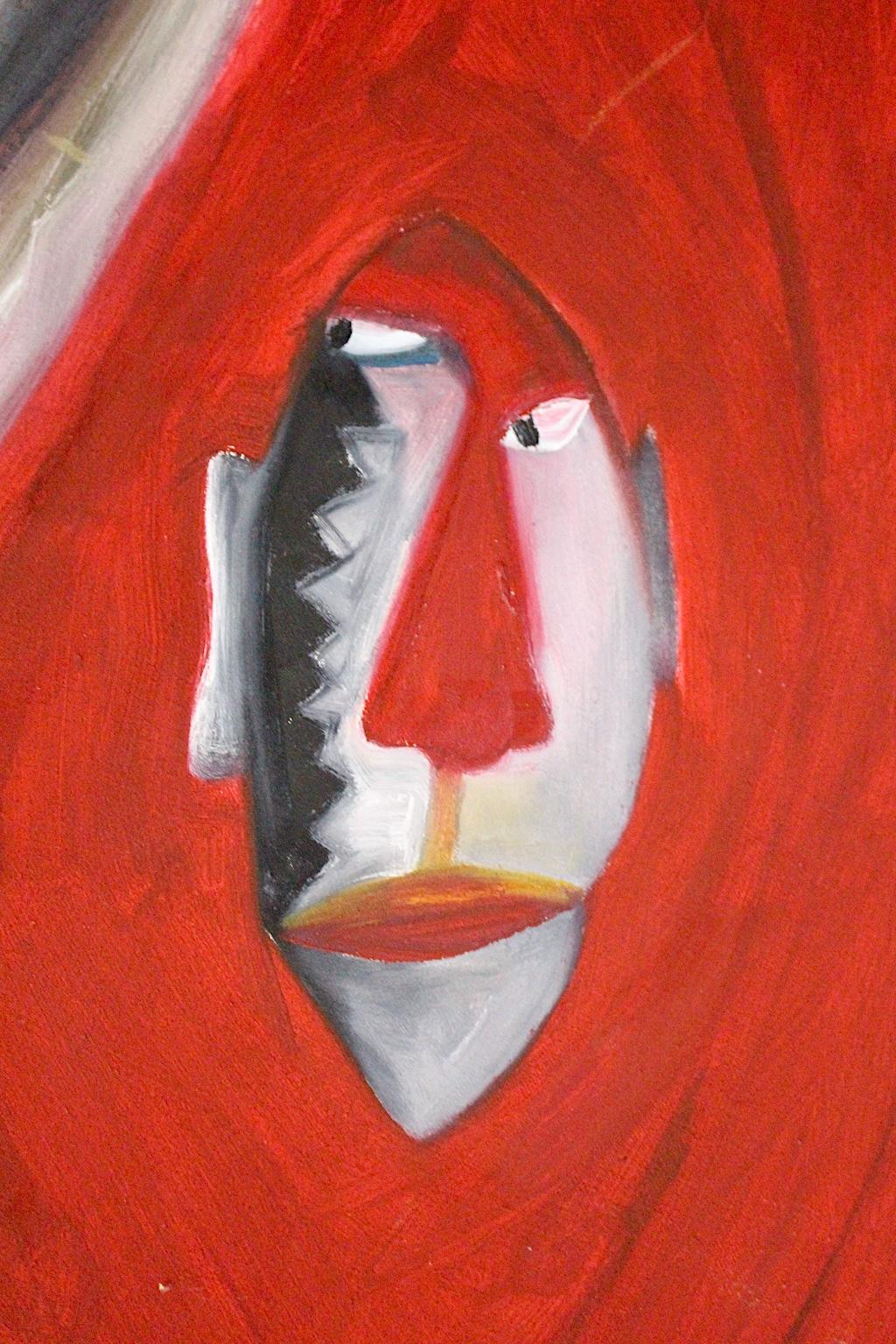 Peinture à l'huile abstraite moderne sur toile rouge, Autriche, 2000 en vente 4