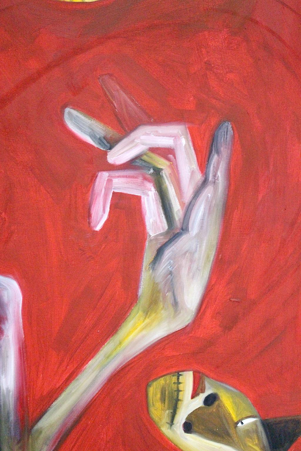 Peinture à l'huile abstraite moderne sur toile rouge, Autriche, 2000 en vente 5