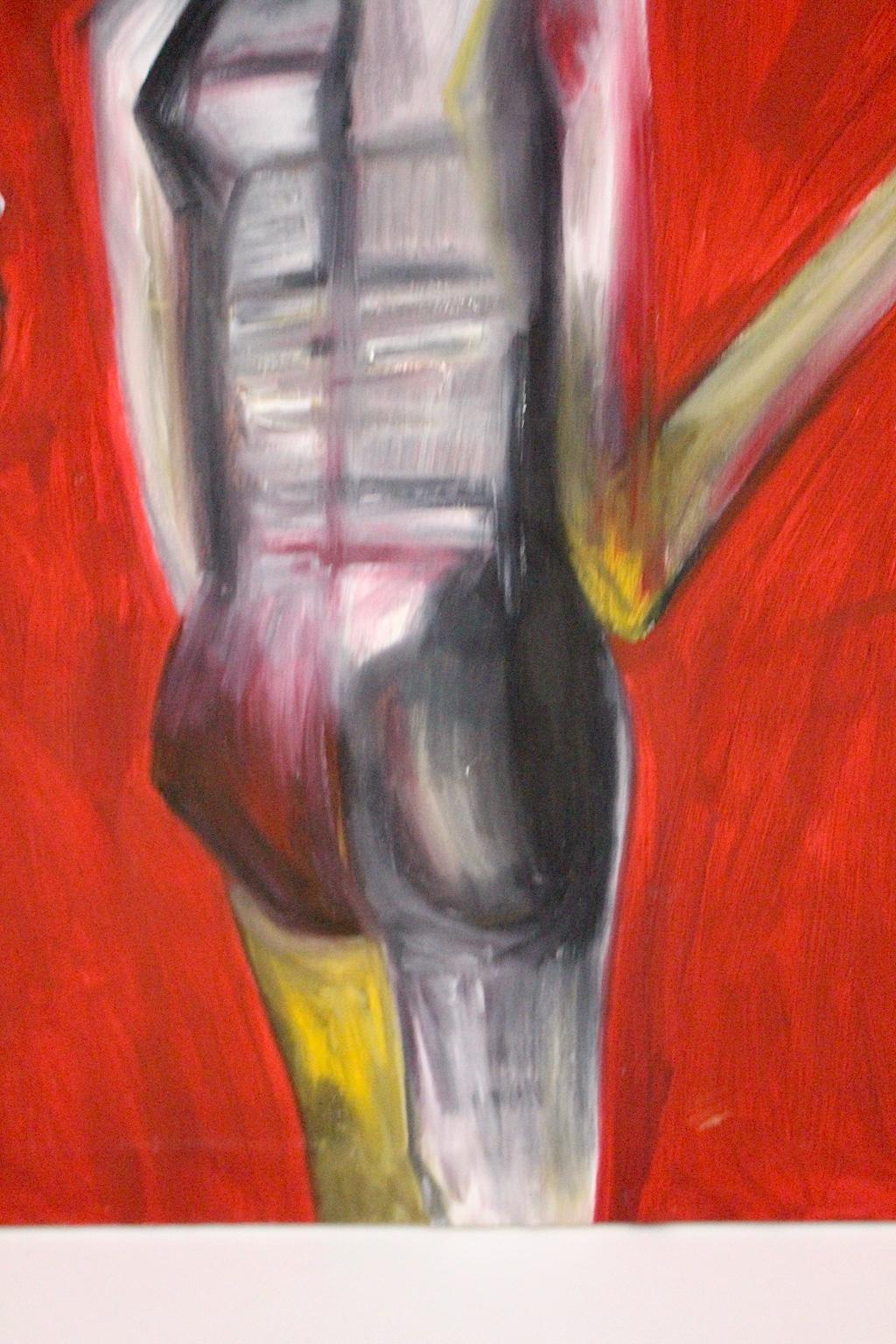 Peinture à l'huile abstraite moderne sur toile rouge, Autriche, 2000 en vente 7