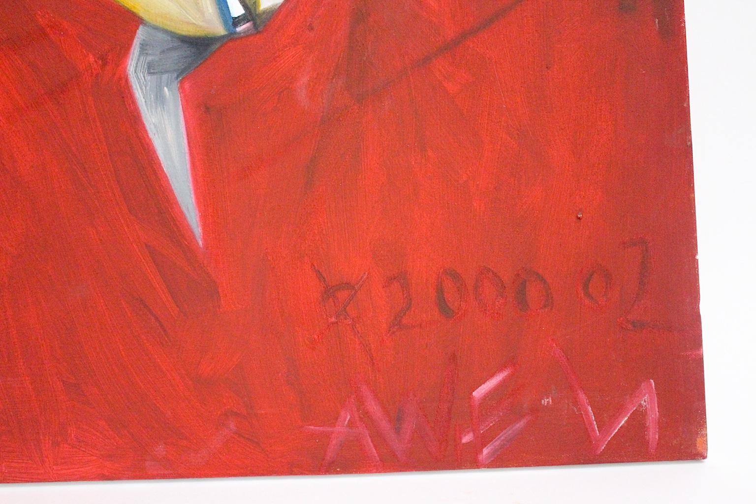 Modernes rotes abstraktes Ölgemälde auf Leinwand, Österreich, 2000 im Angebot 11