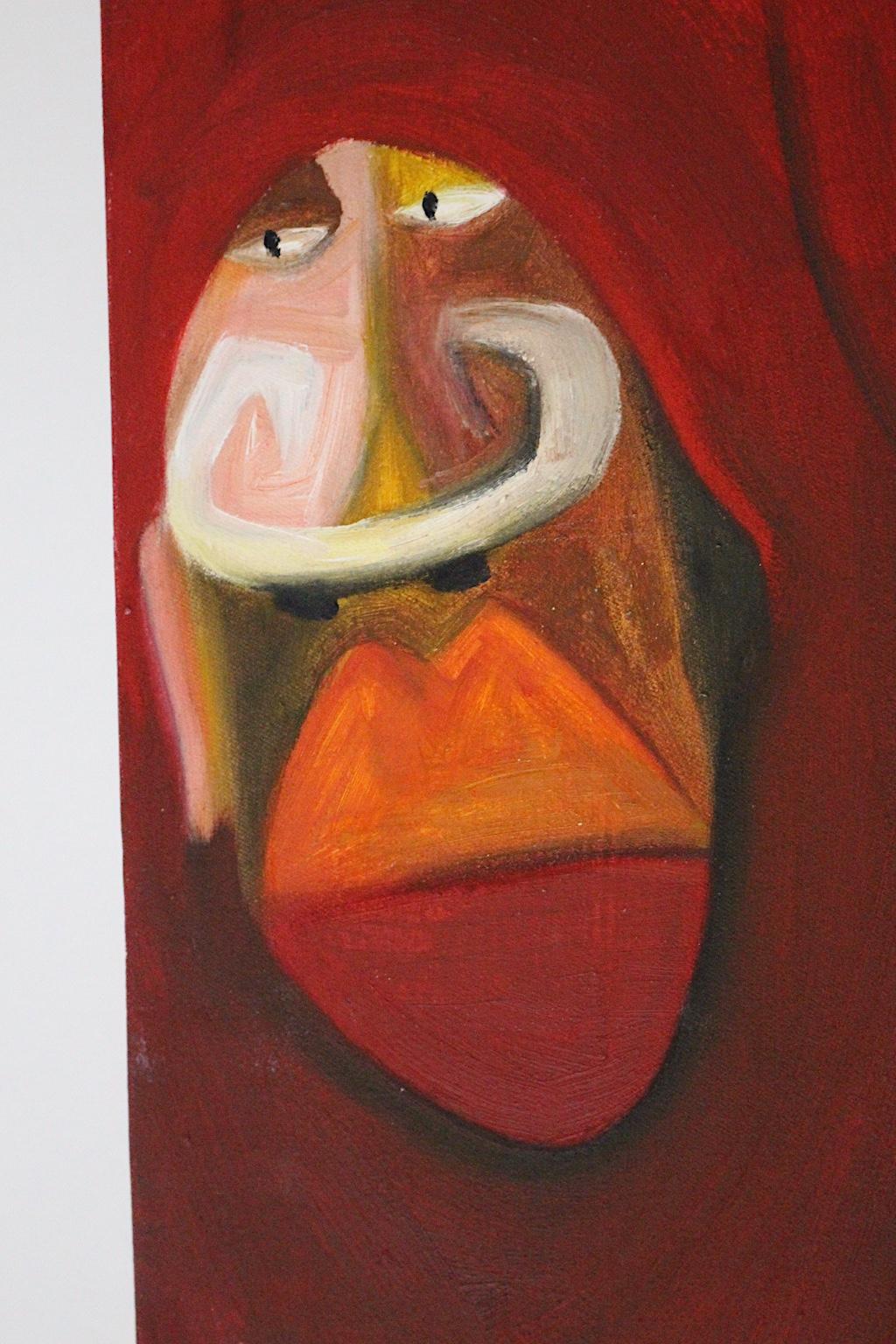 Modernes rotes abstraktes Ölgemälde auf Leinwand, Österreich, 2000 im Angebot 3