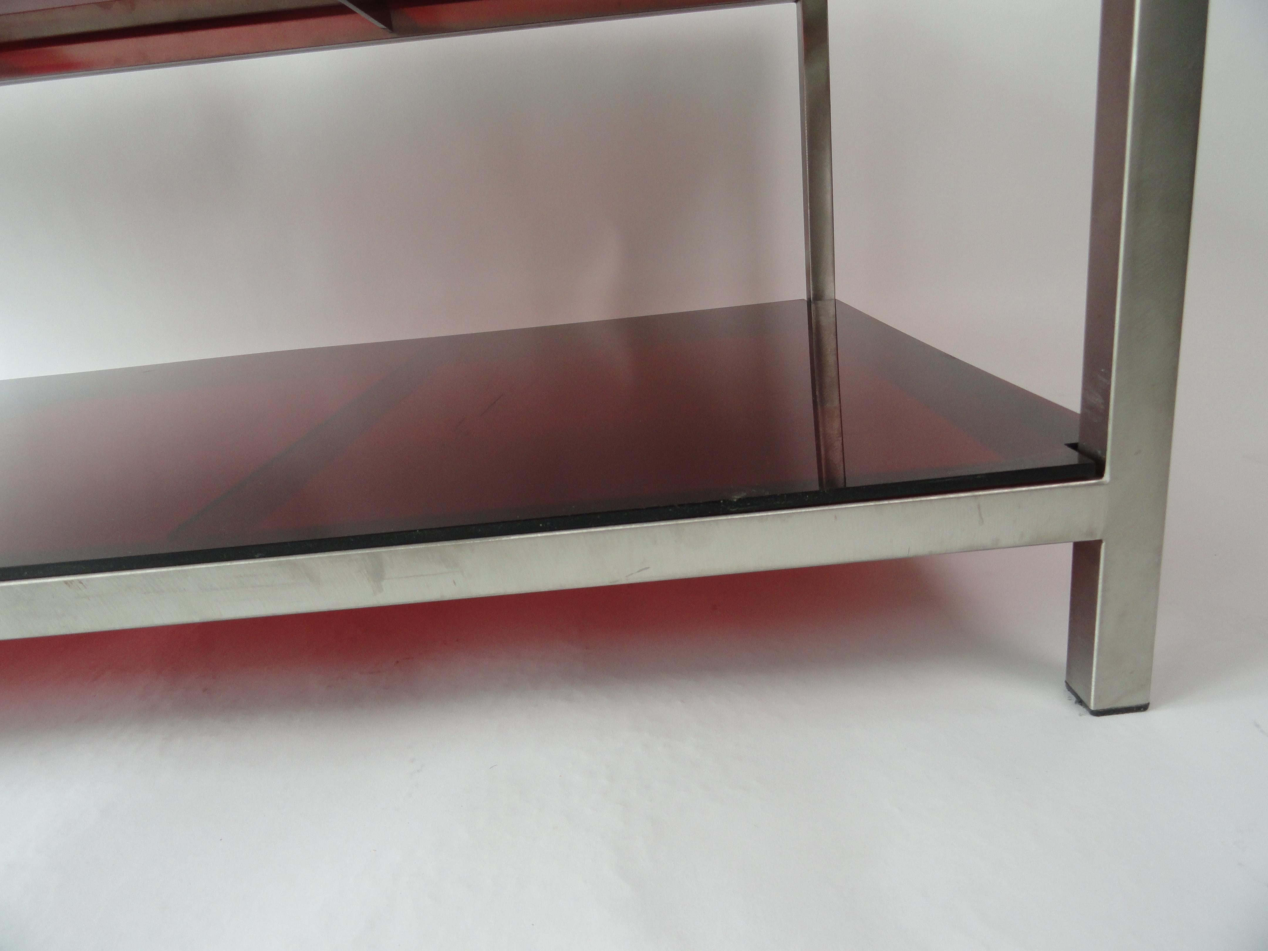 Late 20th Century Modern Red Acrylic Coffee Table For Sale