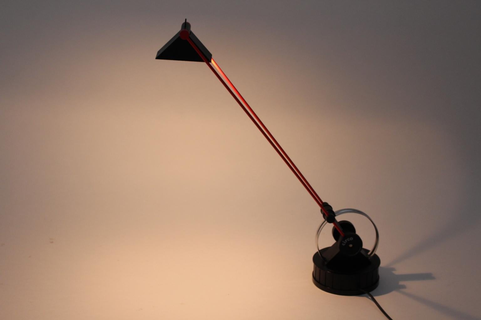 Modern Red and Black Plastic Vintage Desk Lamp by Linke Plewa Germany 1990s For Sale 2