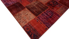 Modern Red and Burgundy Patchwork Wool Rug 5'7''x7'9''
