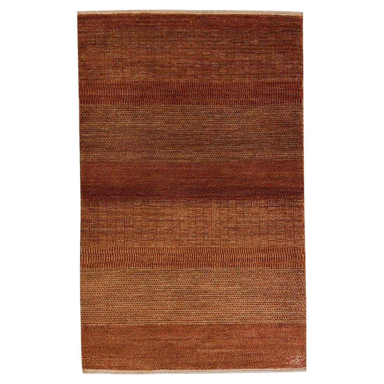 Tappeto persiano moderno in lana rossa e marrone con motivi dettagliati, 3' x 4'