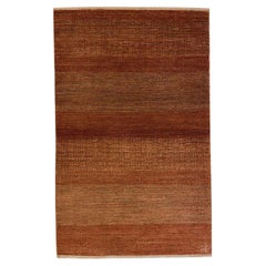 Tapis persan moderne en laine rouge et brun clair avec motifs texturés détaillés, 3' x 4'