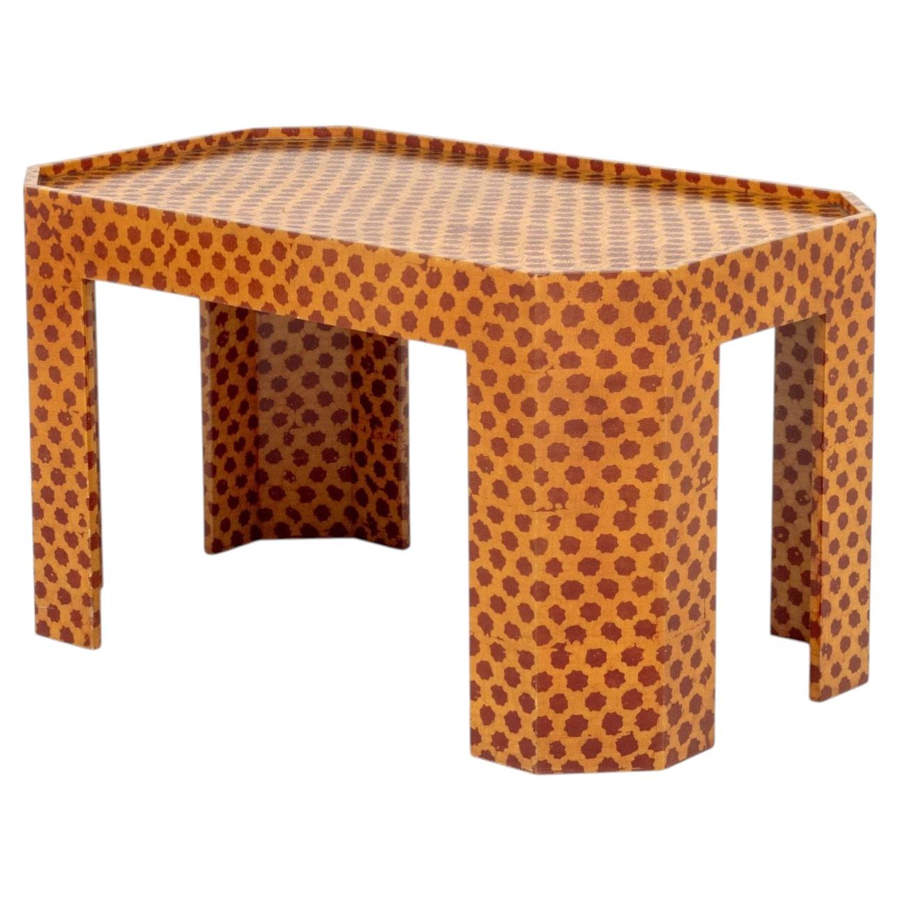 Modern Red and Yellow Patterned Side Table For Sale