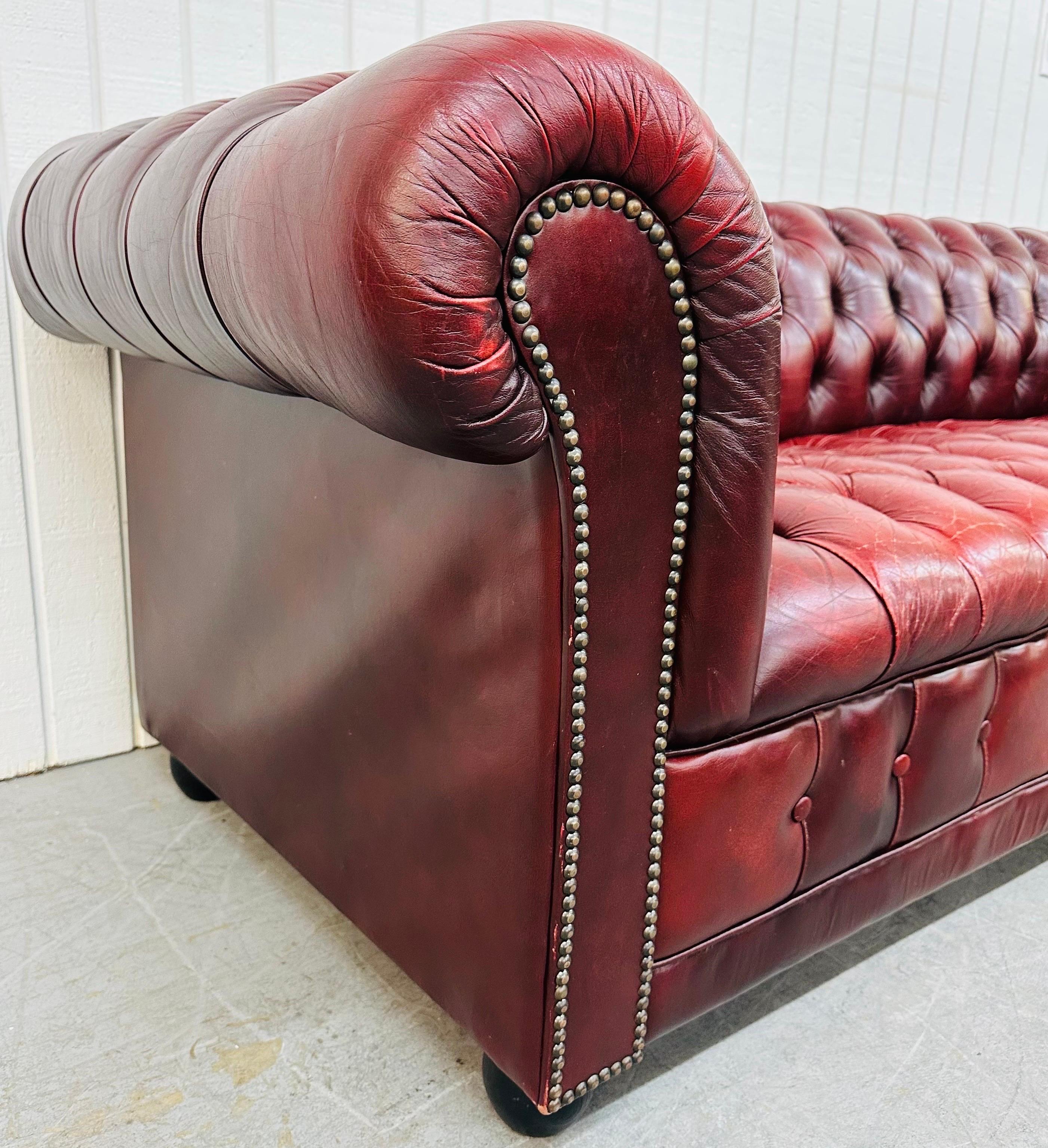 Modern Red Chesterfield Sofa In Good Condition In Clarksboro, NJ