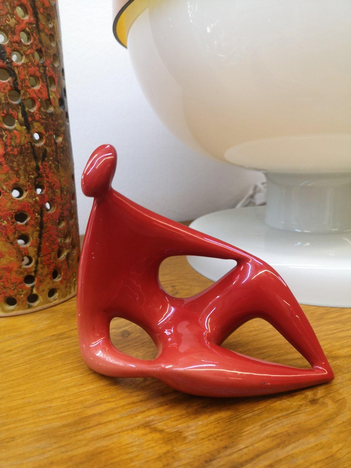 Mid-century Zsolnay porcelain faience, art deco style, red oxblood glaze small sculpture based on the design of János Török. This modern red figural miniature is a very rare and quality piece, made in 1960s, Hungary.
Marked at the bottom: