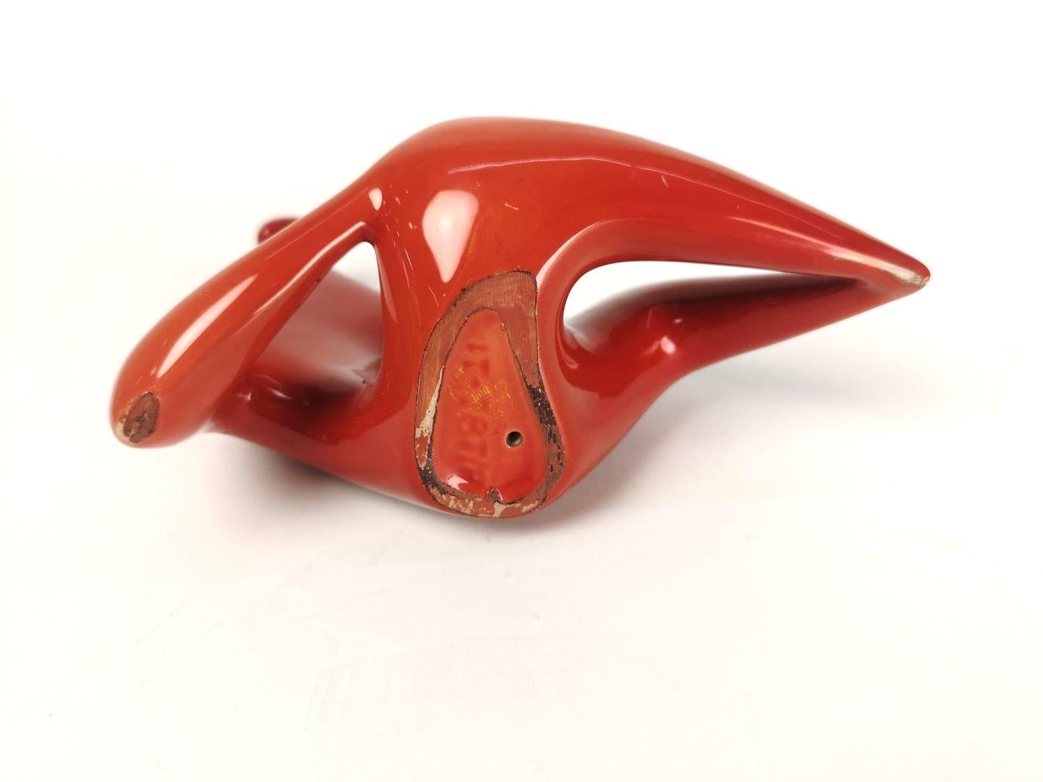 Modern Red Figure by János Török 1960s from Zsolnay In Good Condition In Budapest, HU