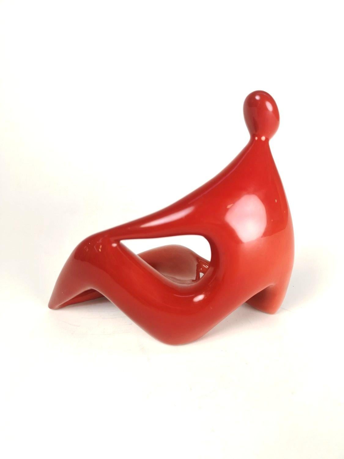 Ceramic Modern Red Figure by János Török 1960s from Zsolnay