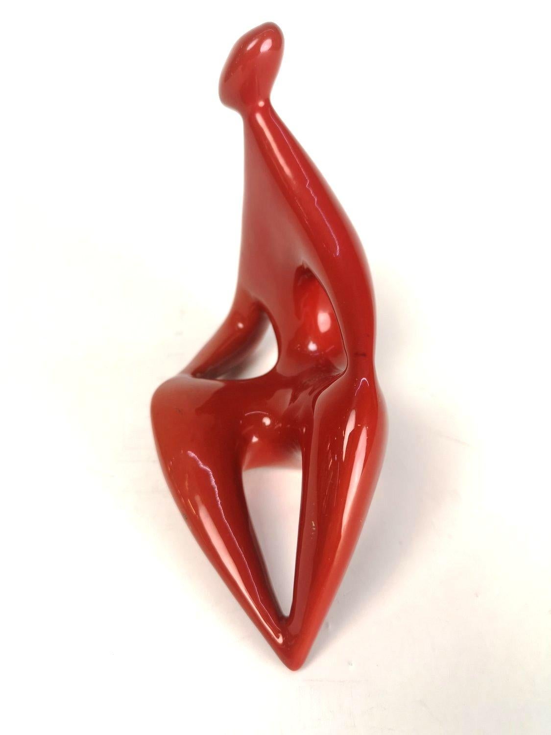 Modern Red Figure by János Török 1960s from Zsolnay 1