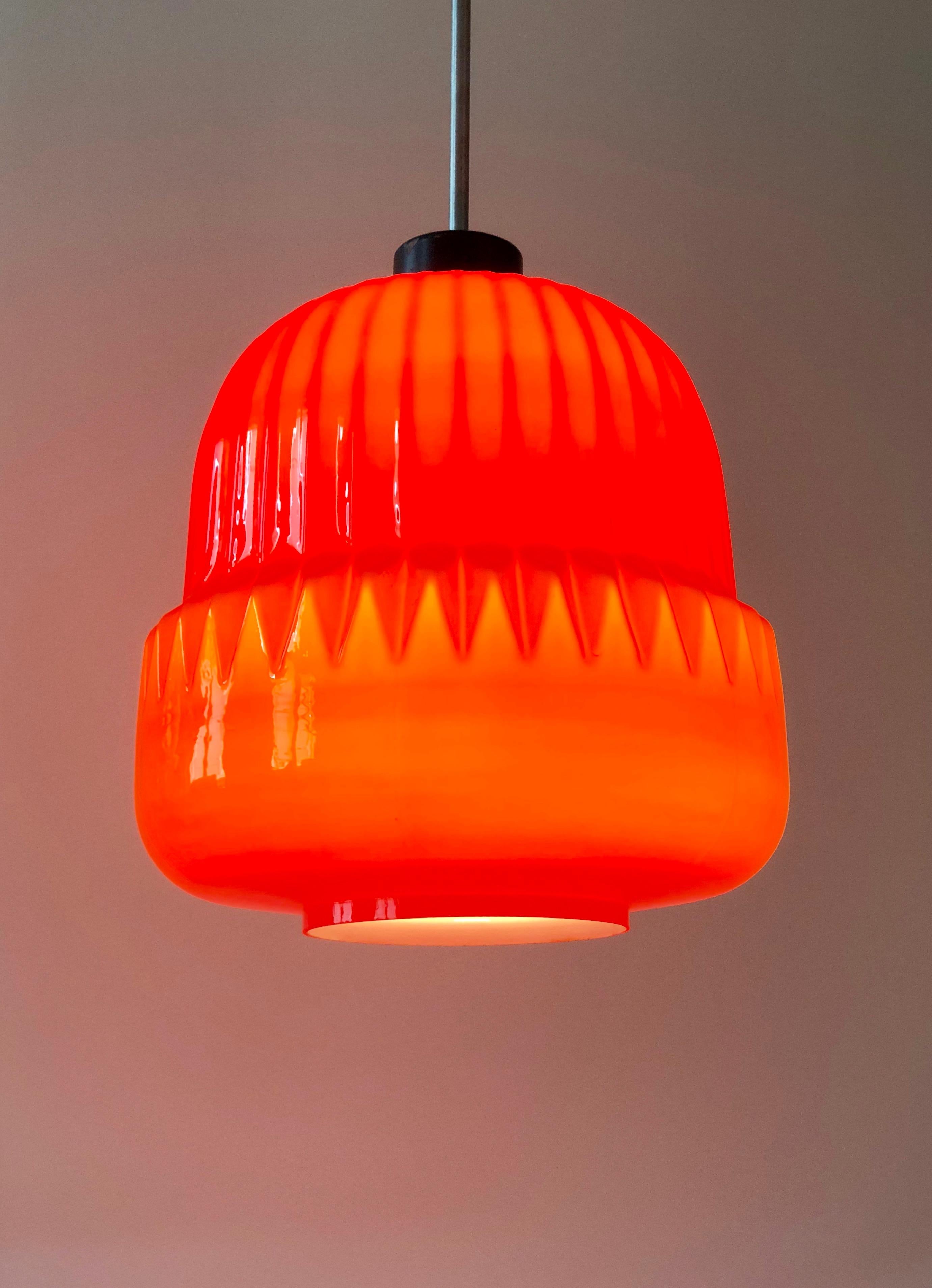 Mid-20th Century Modern Red Glass, Globe Pendant from the 1960s For Sale