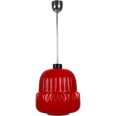 Modern Red Glass, Globe Pendant from the 1960s