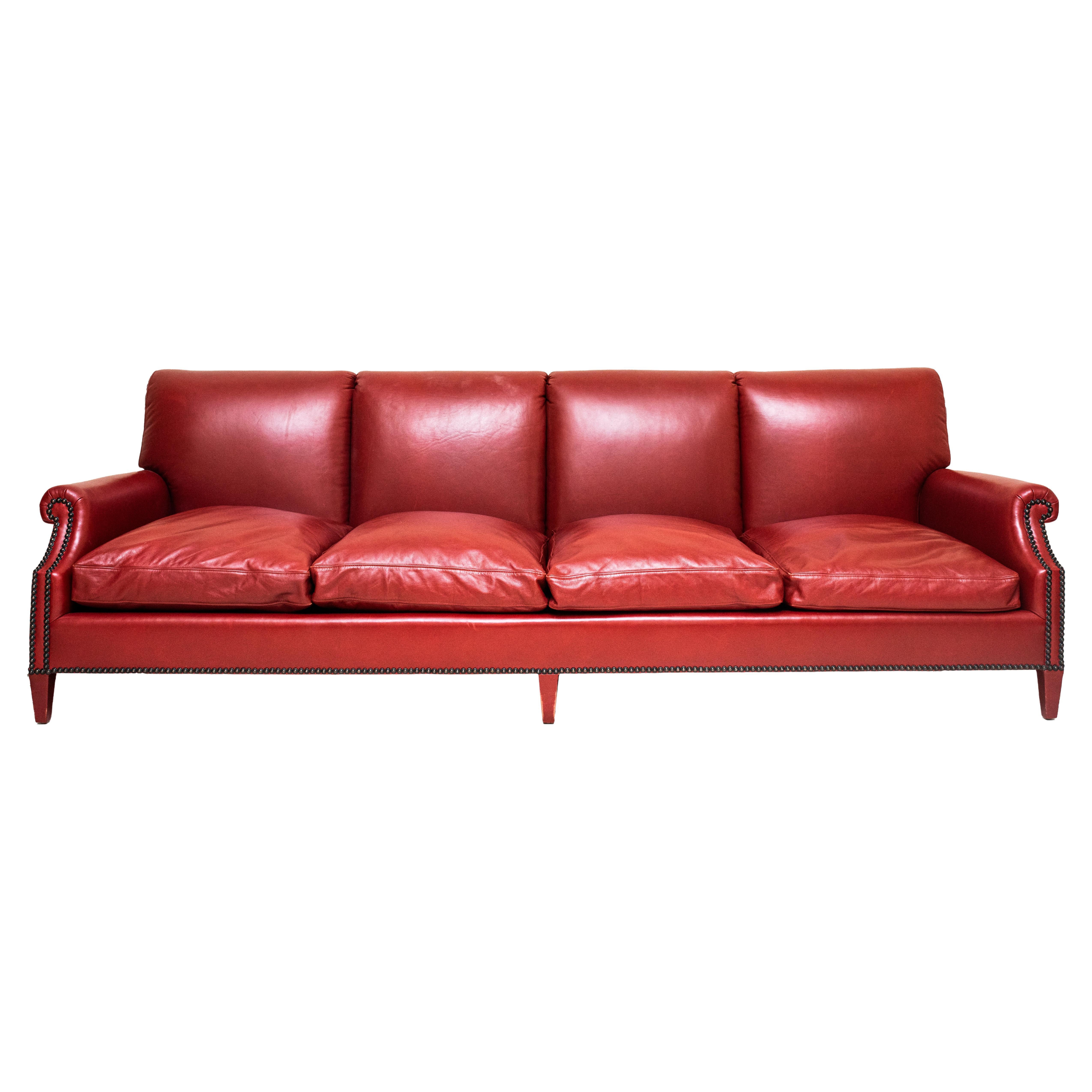 Modern Red Leather Custom Sofa