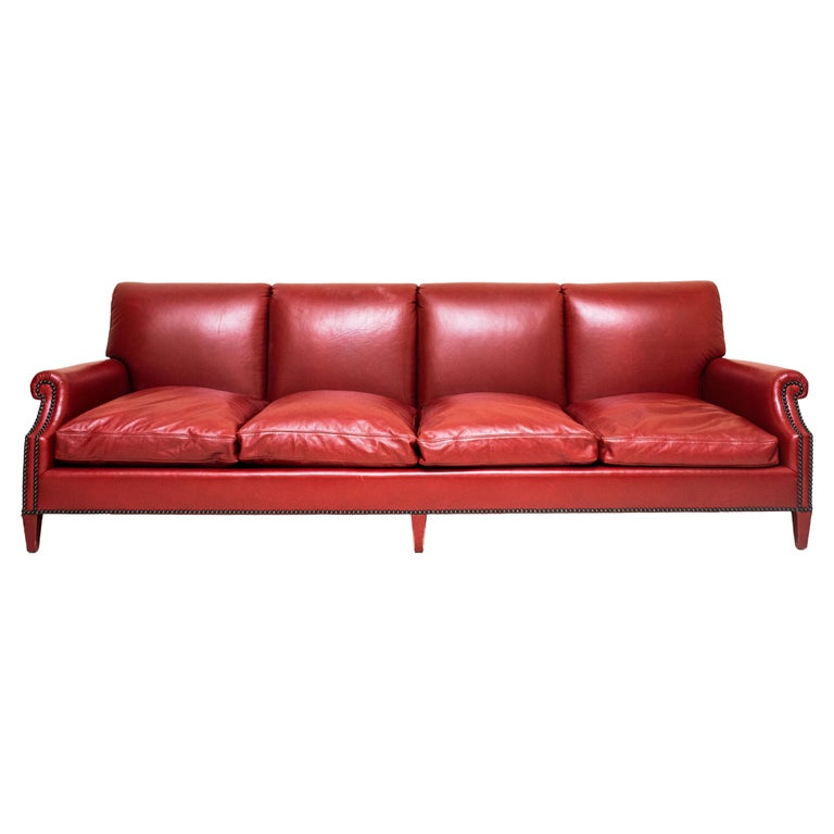 Modern Red Leather Custom Sofa at 1stDibs red leather sofa modern