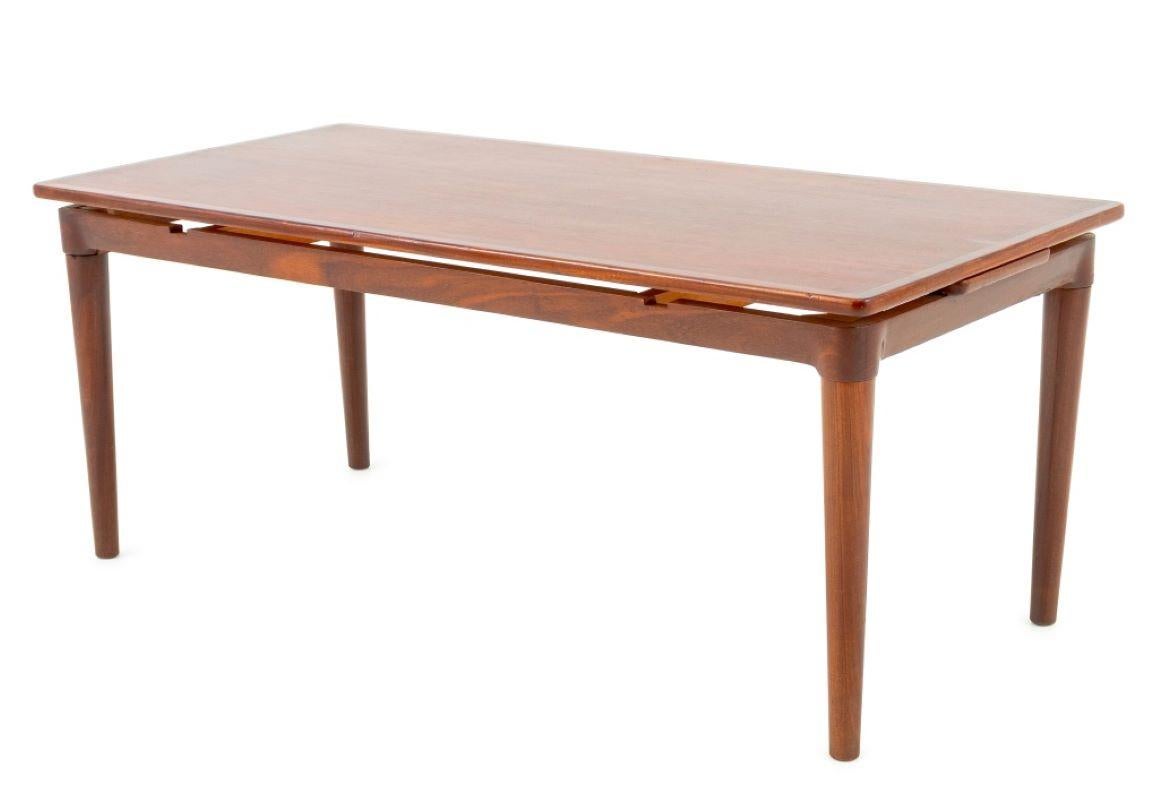 Modern Red Mahogany Center Table, with removable top on four tapered legs. 19