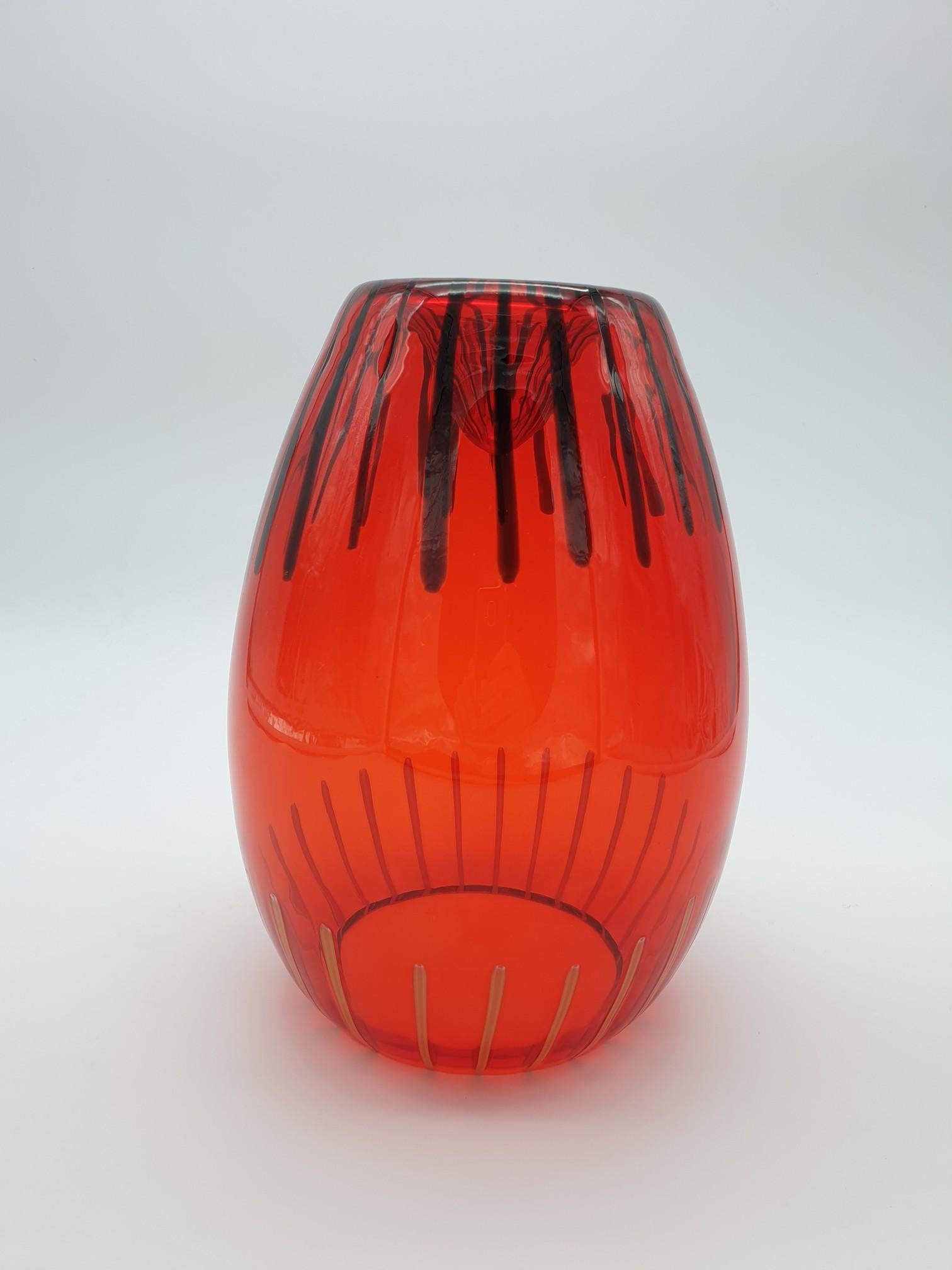 Modern Red Murano Glass Vase by Gino Cenedese e Figlio, late 1990s For Sale 2