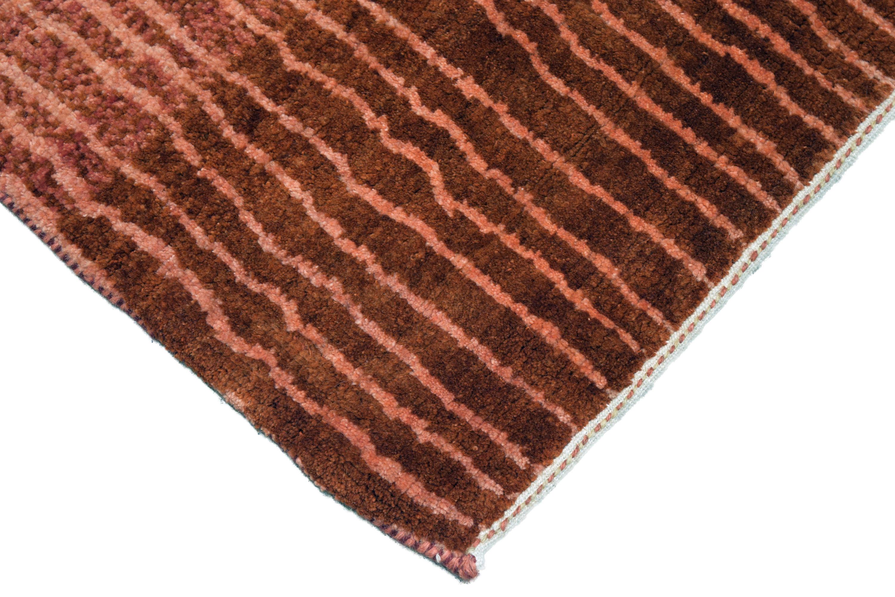 Modern Red Ombre Wool Persian Rug with Textured Waves, 3’ x 5’ For Sale 5
