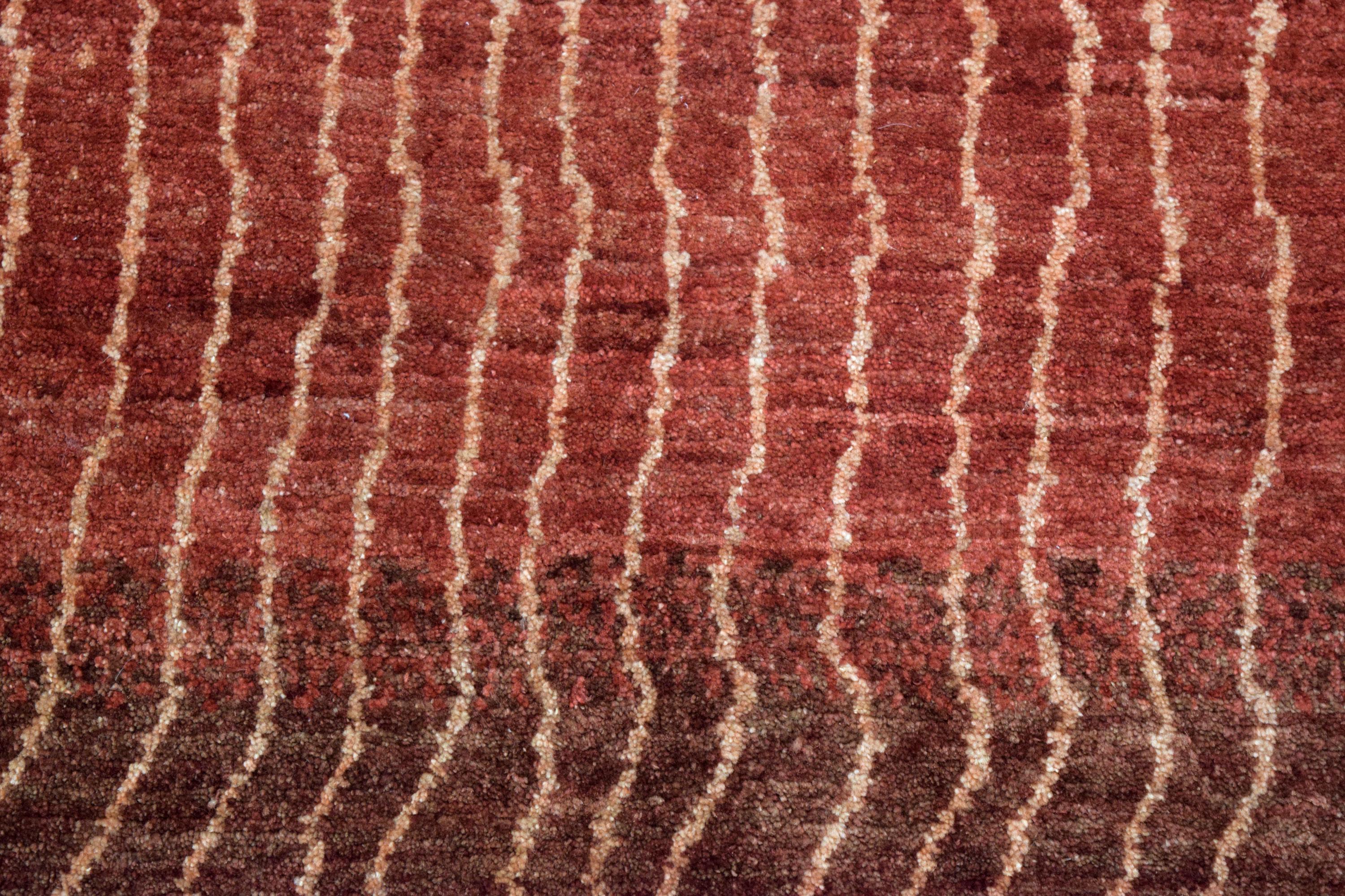 Contemporary Modern Red Ombre Wool Persian Rug with Textured Waves, 3’ x 5’ For Sale