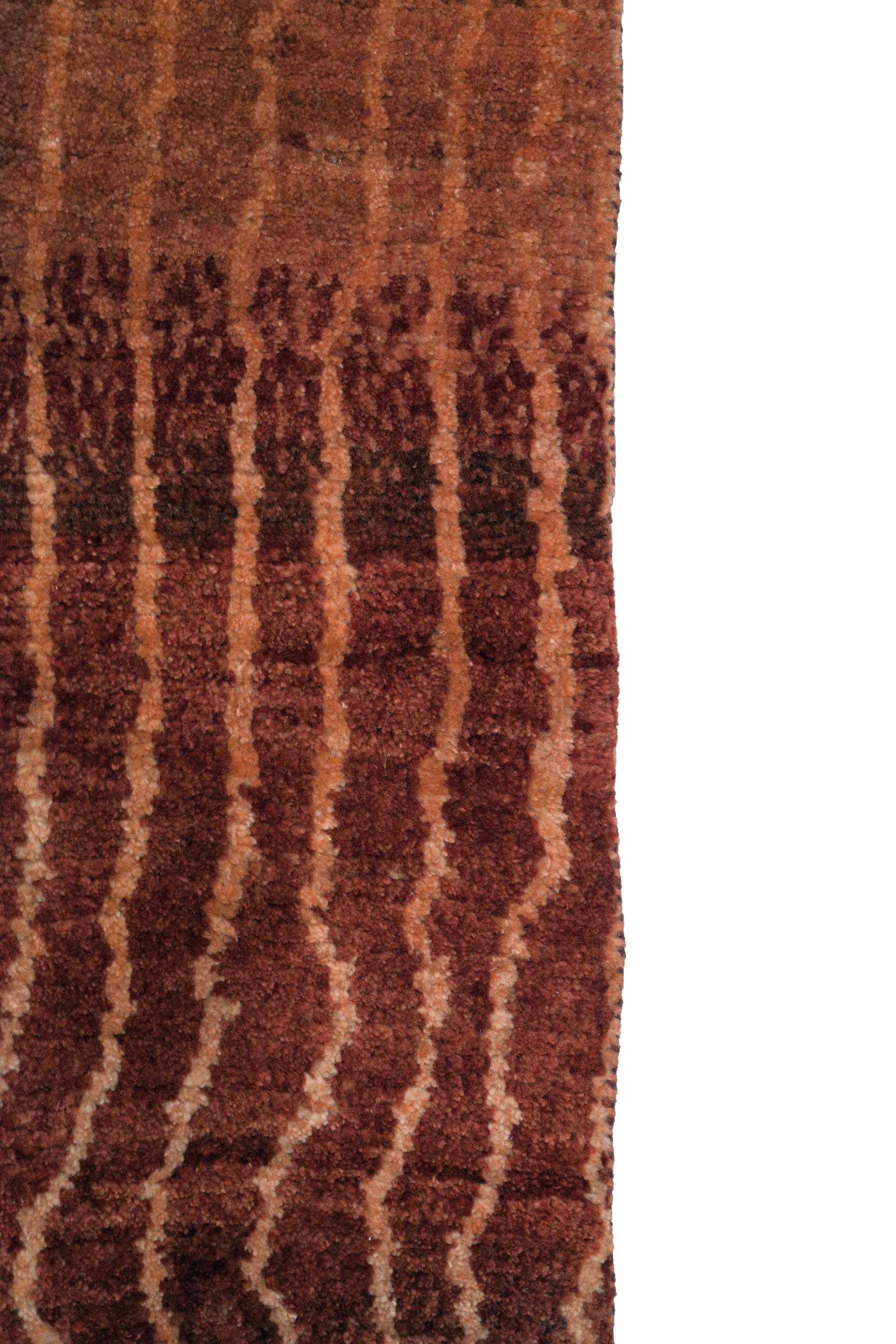 Modern Red Ombre Wool Persian Rug with Textured Waves, 3’ x 5’ For Sale 1