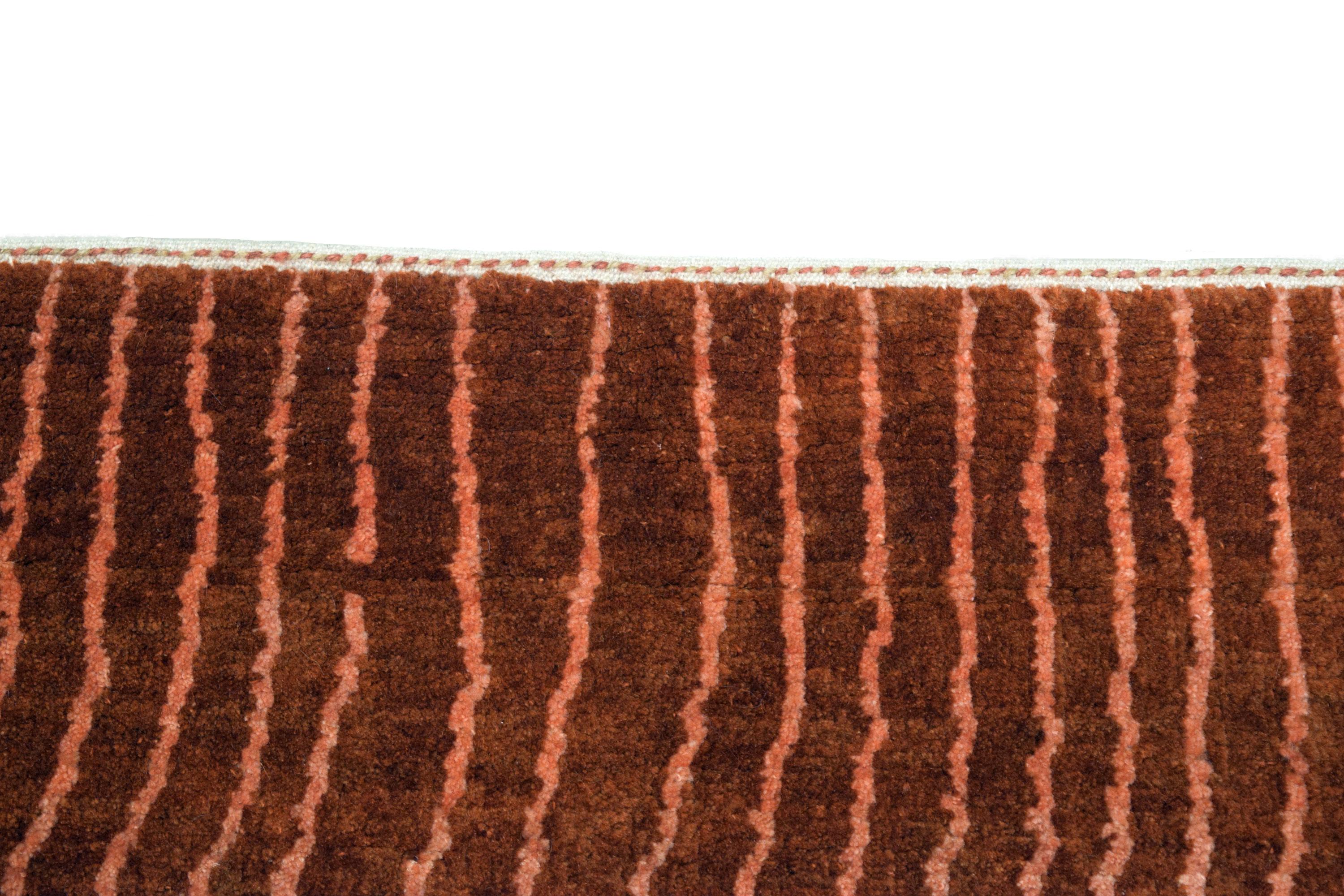 Modern Red Ombre Wool Persian Rug with Textured Waves, 3’ x 5’ For Sale 2