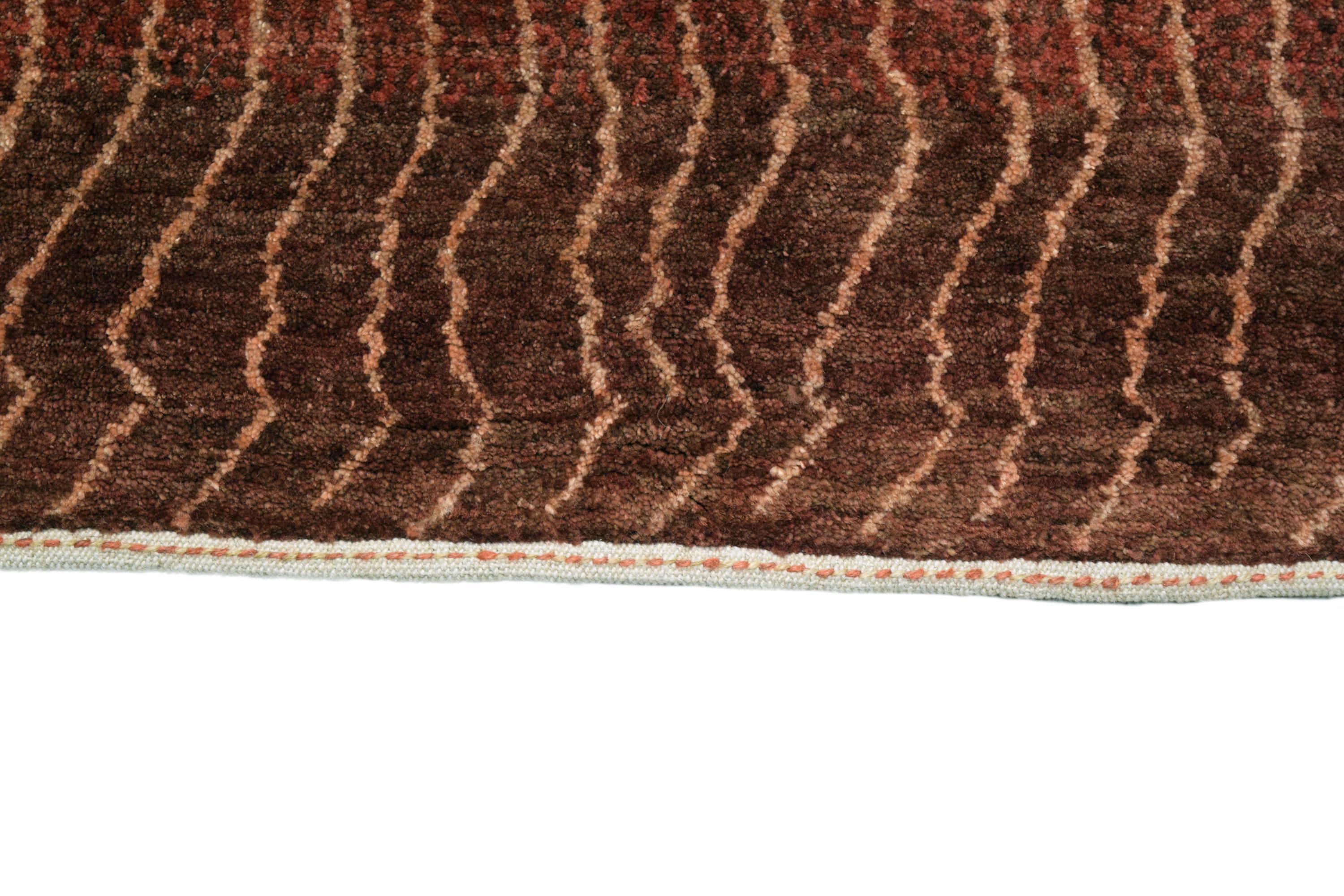 Modern Red Ombre Wool Persian Rug with Textured Waves, 3’ x 5’ For Sale 3