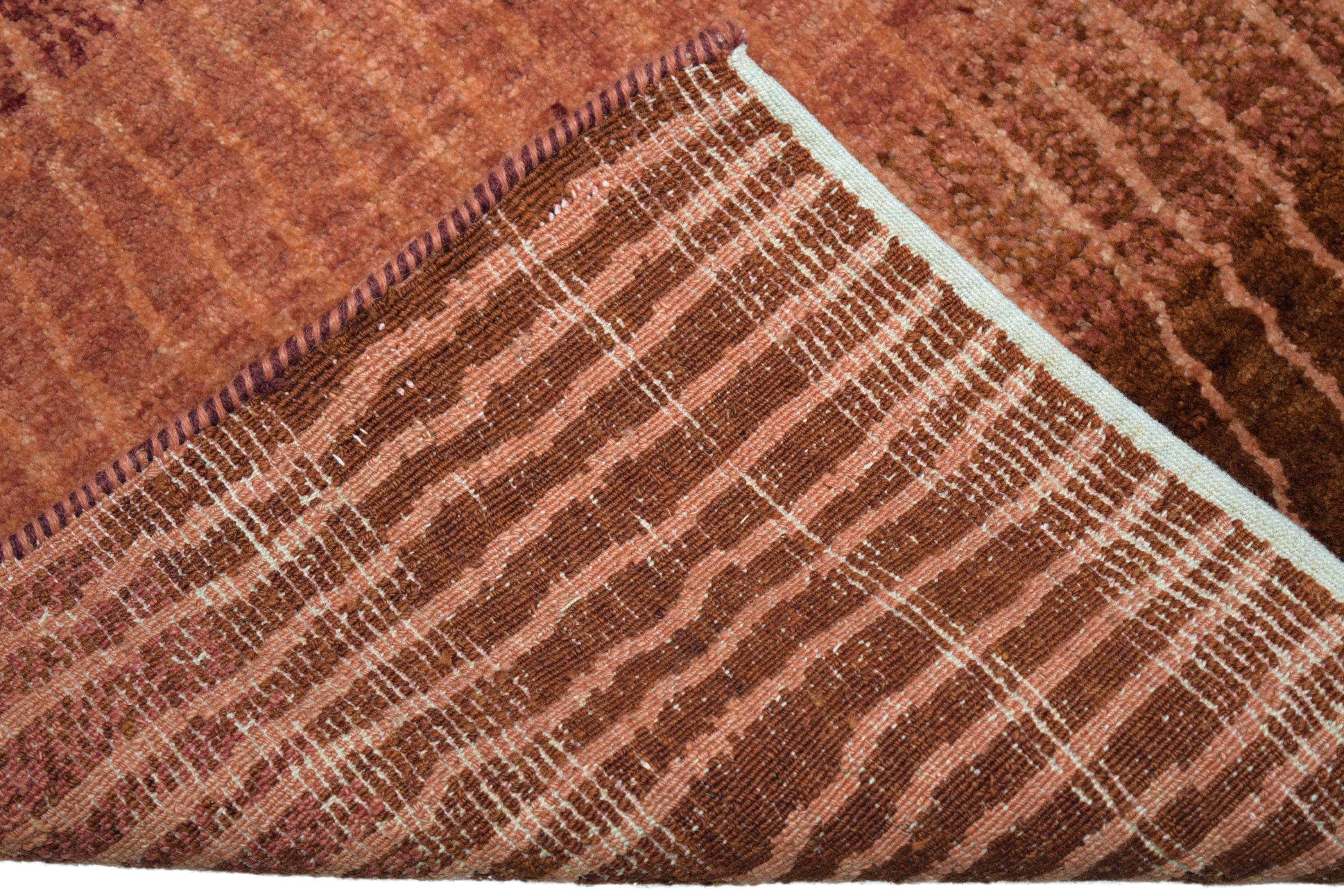 Modern Red Ombre Wool Persian Rug with Textured Waves, 3’ x 5’ For Sale 4