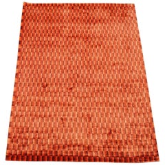 Modern Red-Orange Bamboo Silk Rug