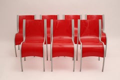 Modern Red Plastic Vintage Seven Dining Chairs Ron Arad for Kartell  1999 Italy
