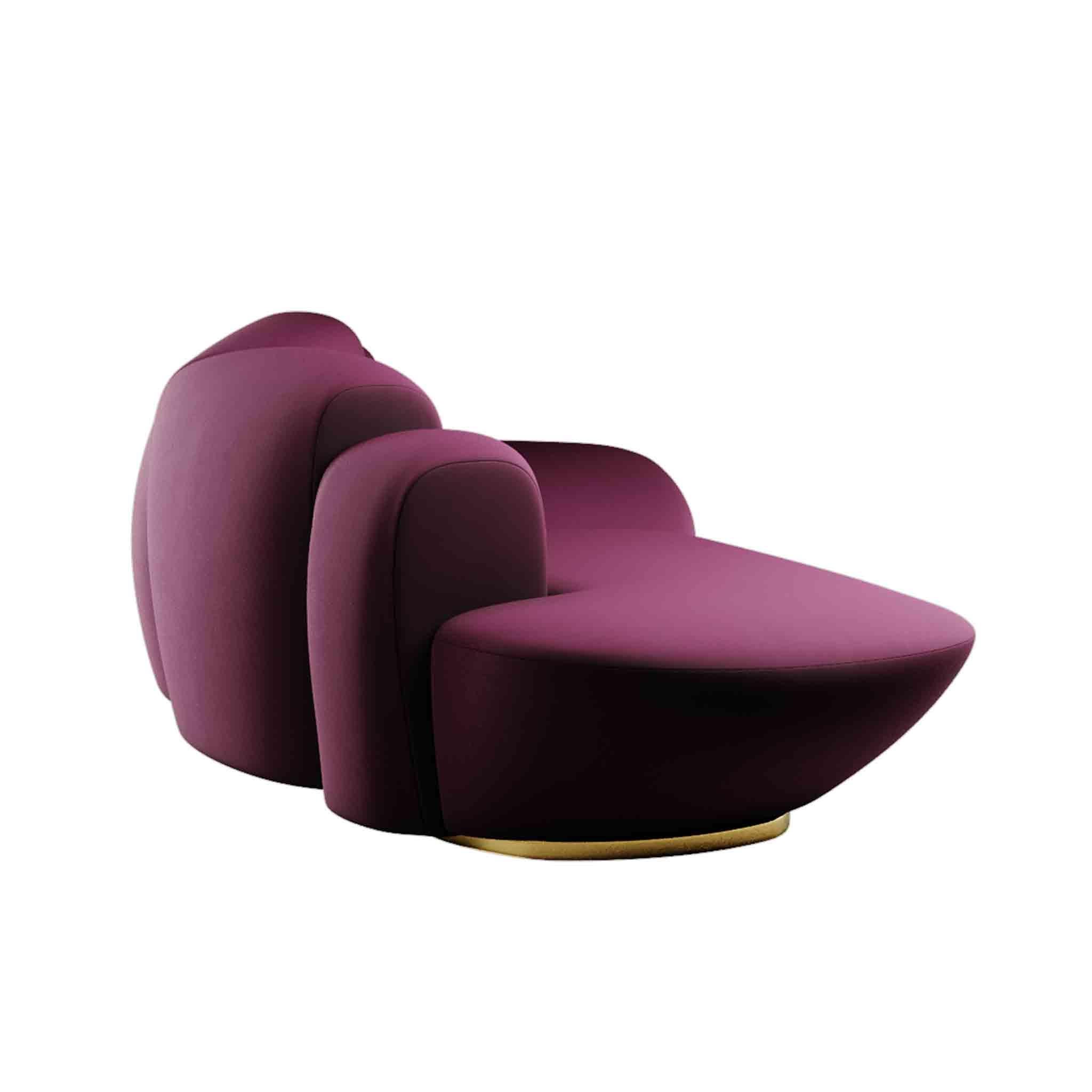 Modernes geschwungenes Sofa des 21. Jahrhunderts mit Chaise Longue aus dunkelrotem Samt  (Portugiesisch) im Angebot
