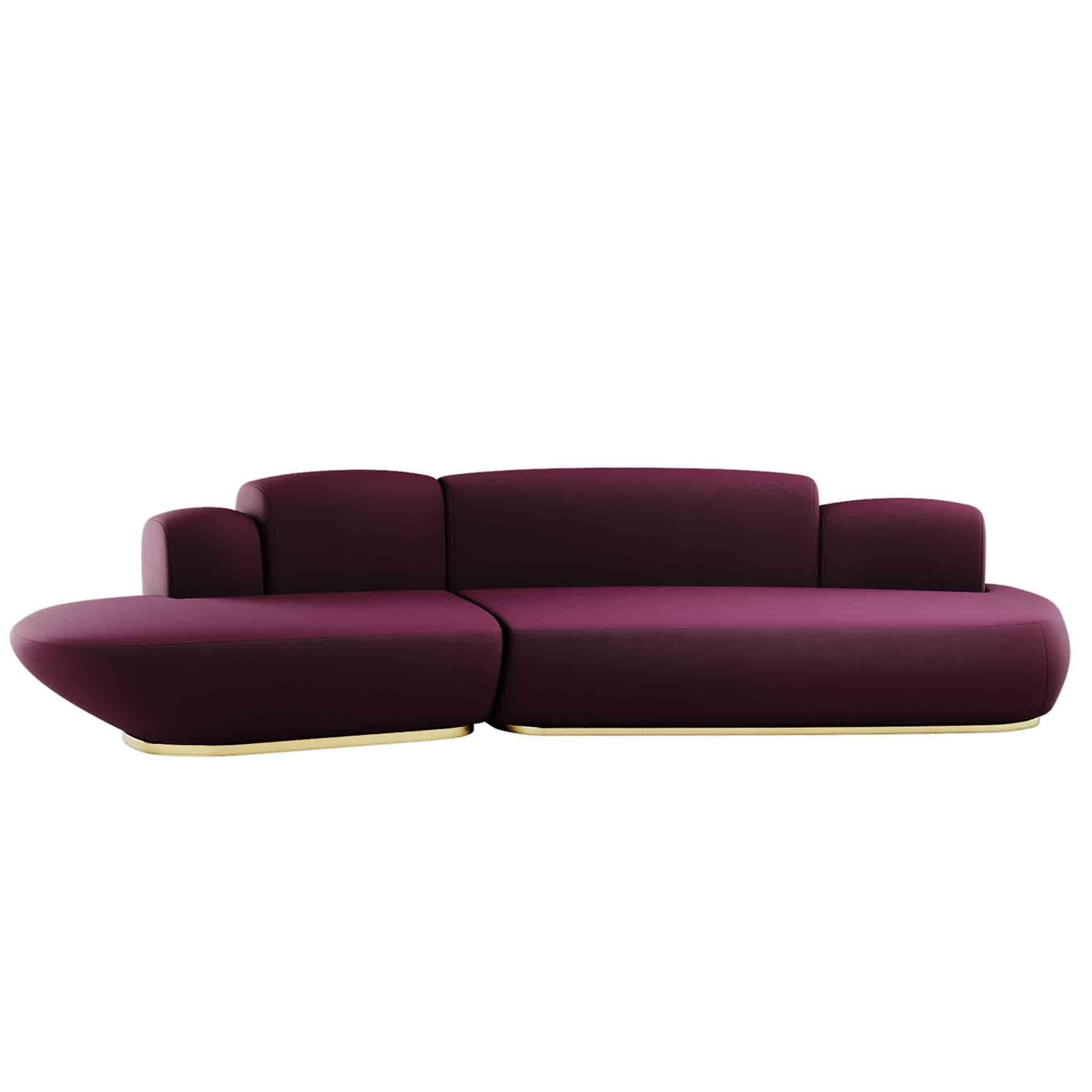 Das Vonkli Sofa ist ein modernes, rundes Sofa mit Chaiselongue, das mit seinem geschwungenen Design jedem Wohnzimmer eine klassisch-schicke Ausstrahlung verleiht. Ein zeitloses Sofa, das die Komfortbedürfnisse Ihrer Gäste und die Bewunderung in