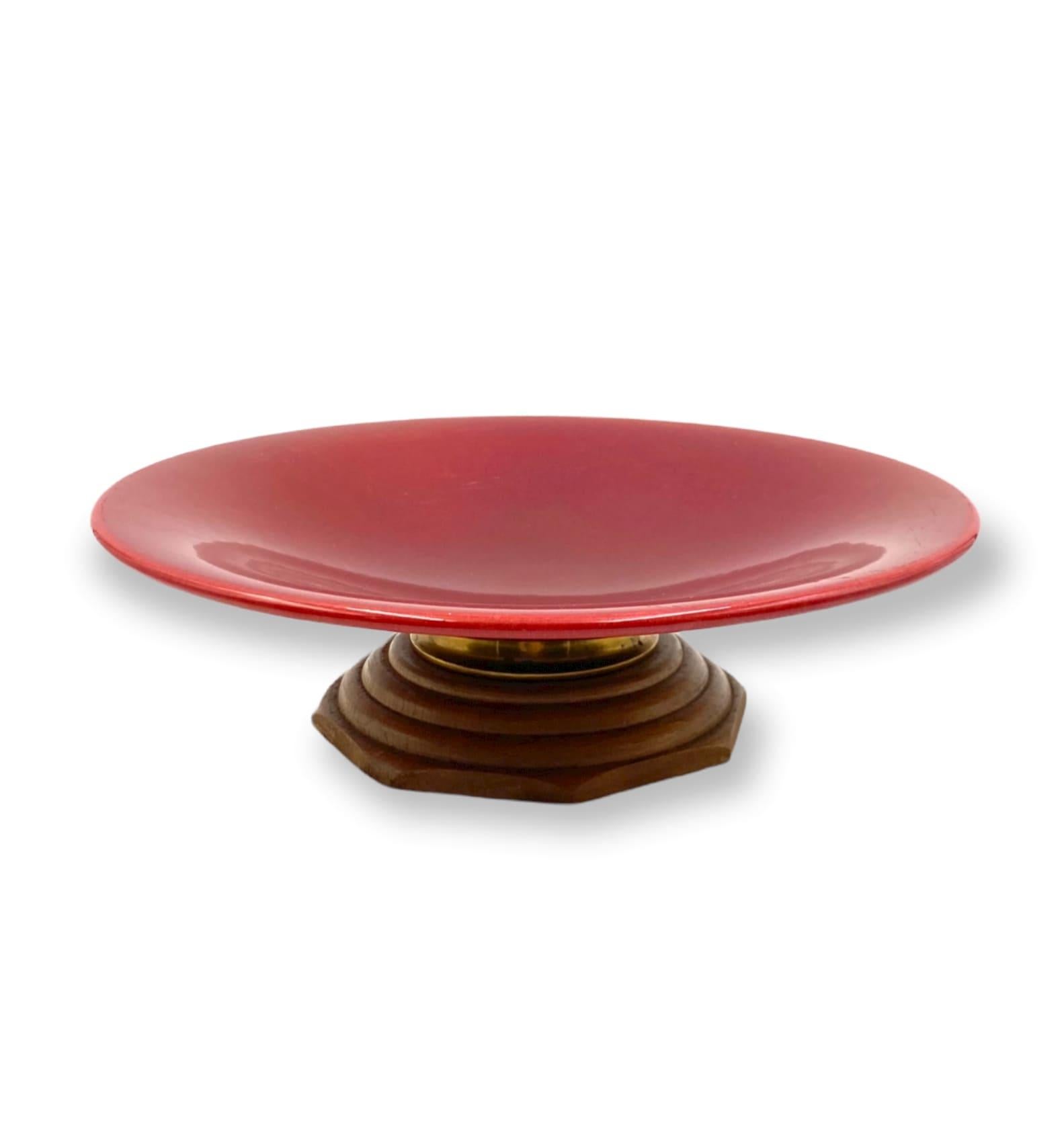 French Modern Red Vide Poche / Centerpiece, Sevres, France, 1940s For Sale