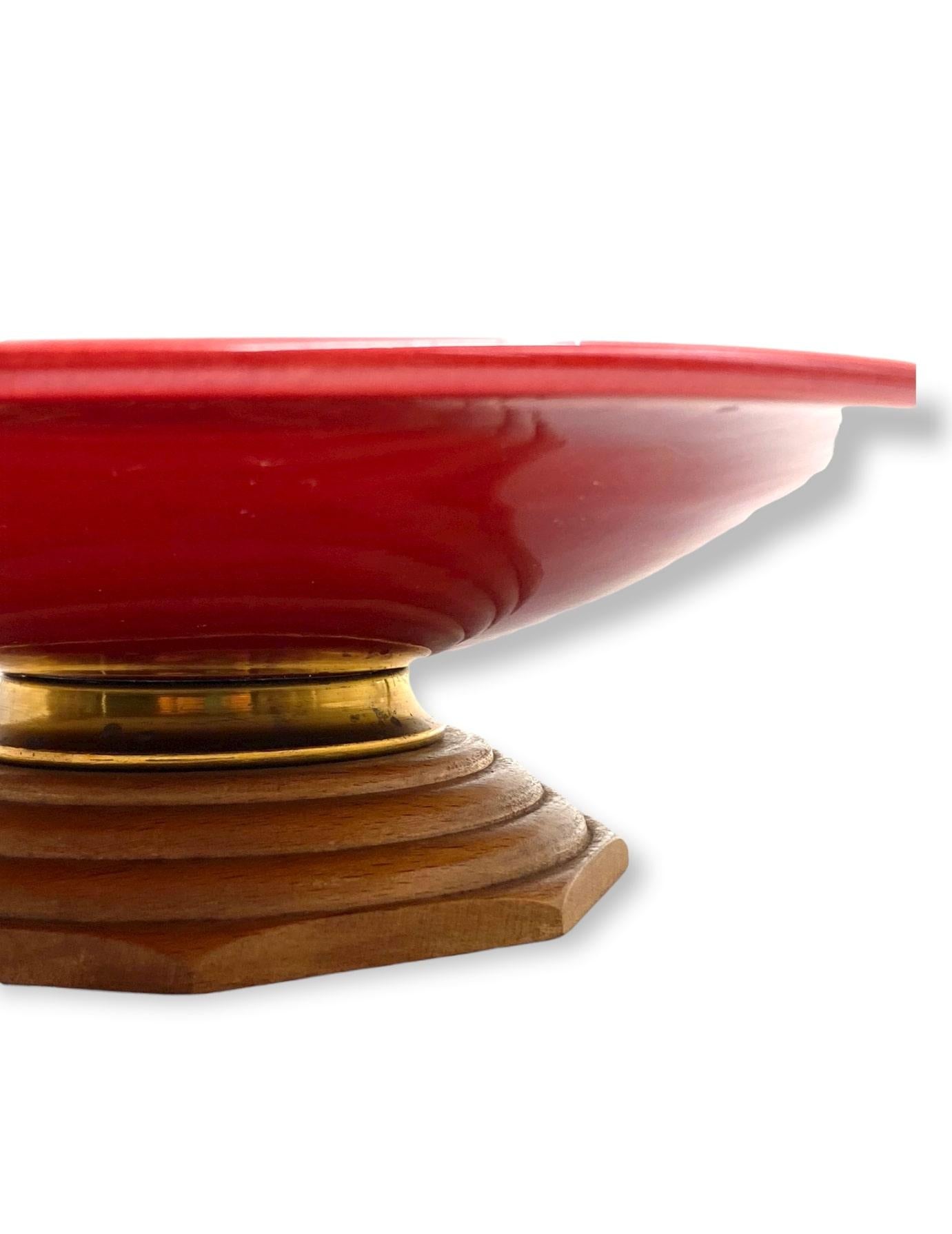 Mid-20th Century Modern Red Vide Poche / Centerpiece, Sevres, France, 1940s For Sale