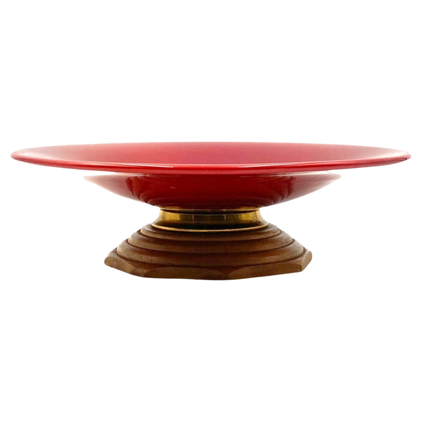 Modern Red Vide Poche / Centerpiece, Sevres, France, 1940s